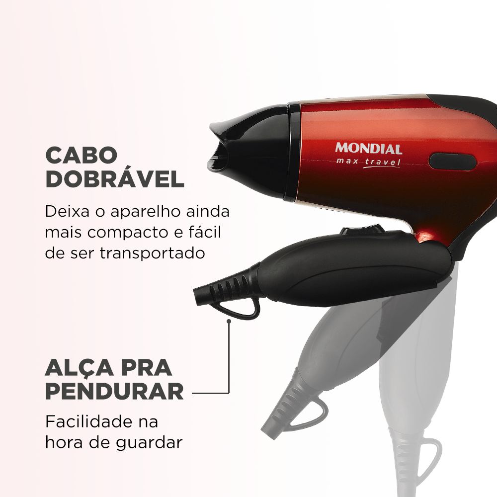 Secador Maxis Travel Mondial Vermelho e Preto SC-10