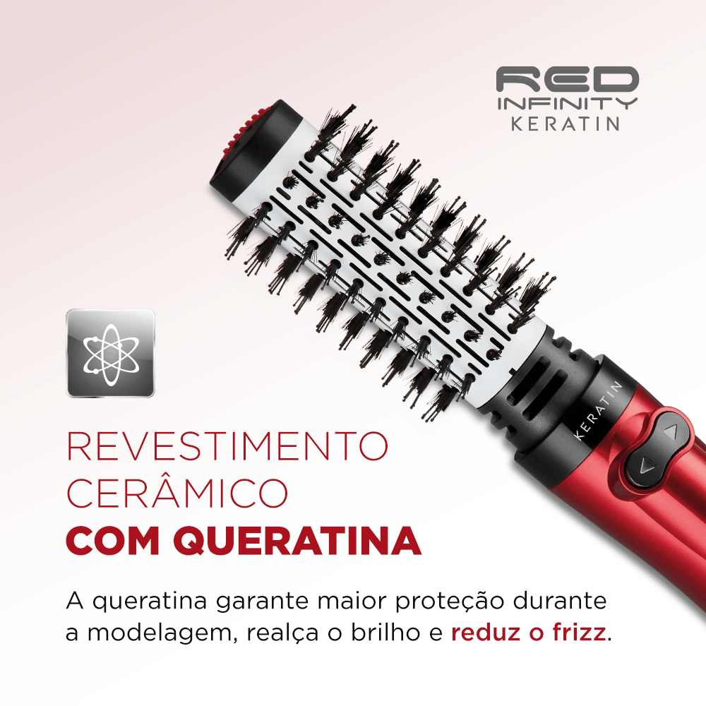Escova Rotativa Infinity Keratin Mondial Vermelho ER-11-KR