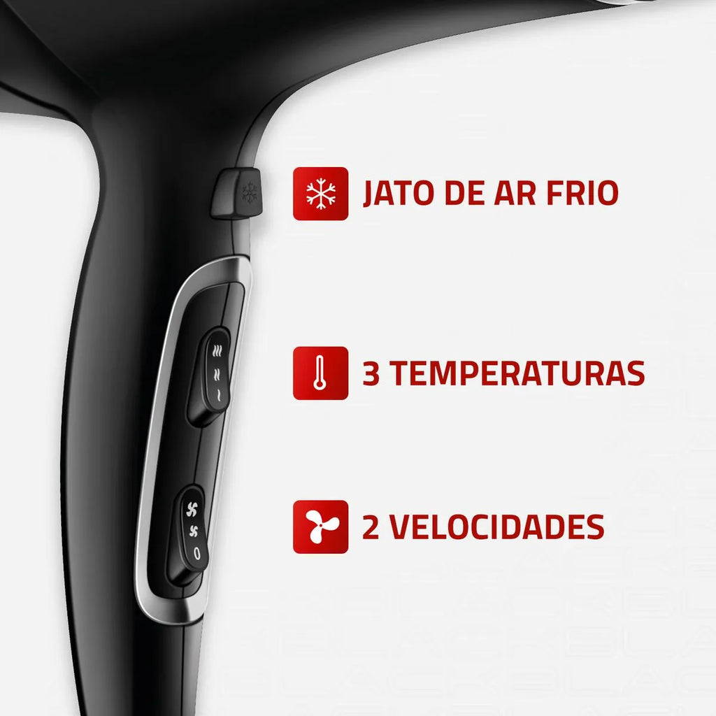 Secador de Cabelos Mondial Preto e Cromado Prata SCN-04