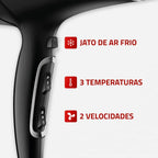 Secador de Cabelos Mondial Preto e Cromado Prata SCN-04