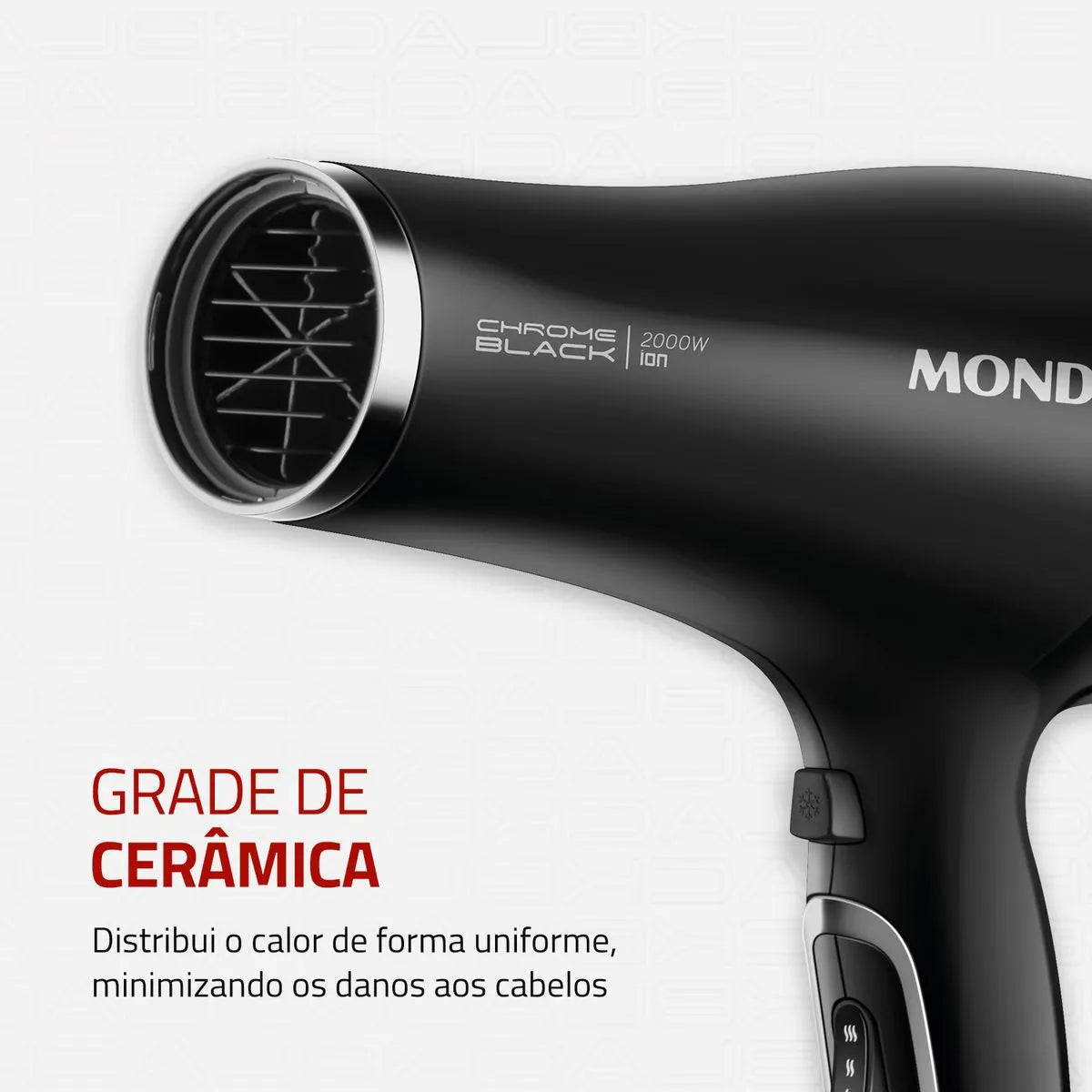 Secador de Cabelos Mondial Preto e Cromado Prata SCN-04