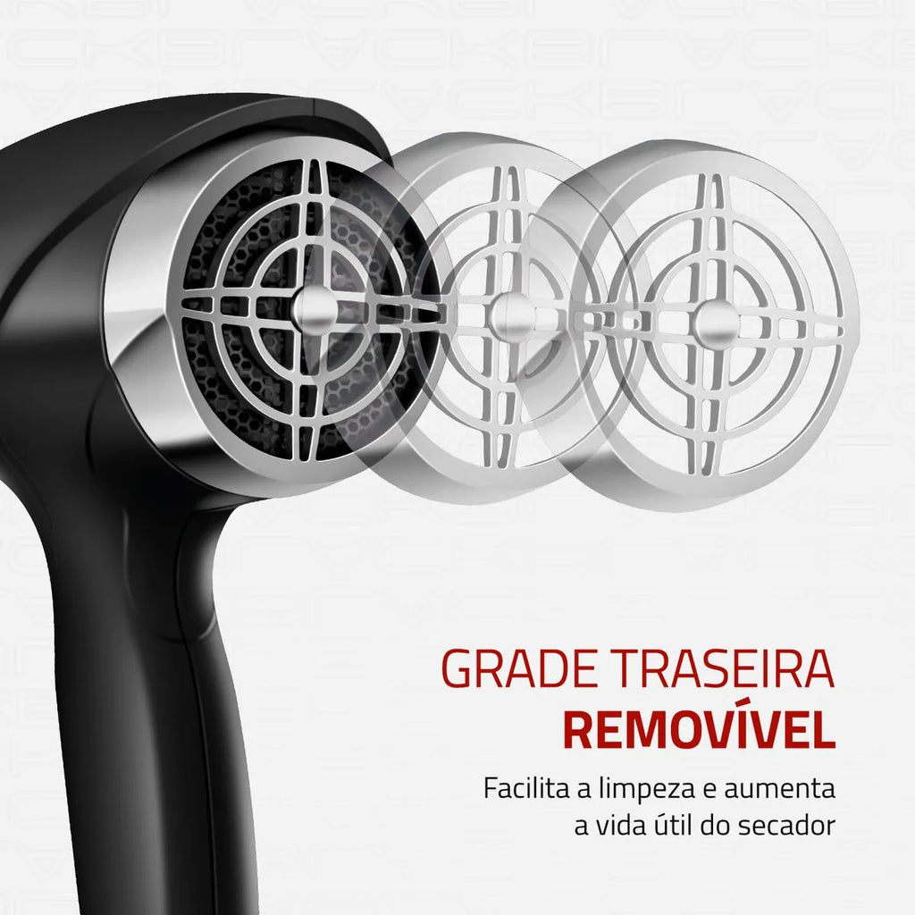 Secador de Cabelos Mondial Preto e Cromado Prata SCN-04
