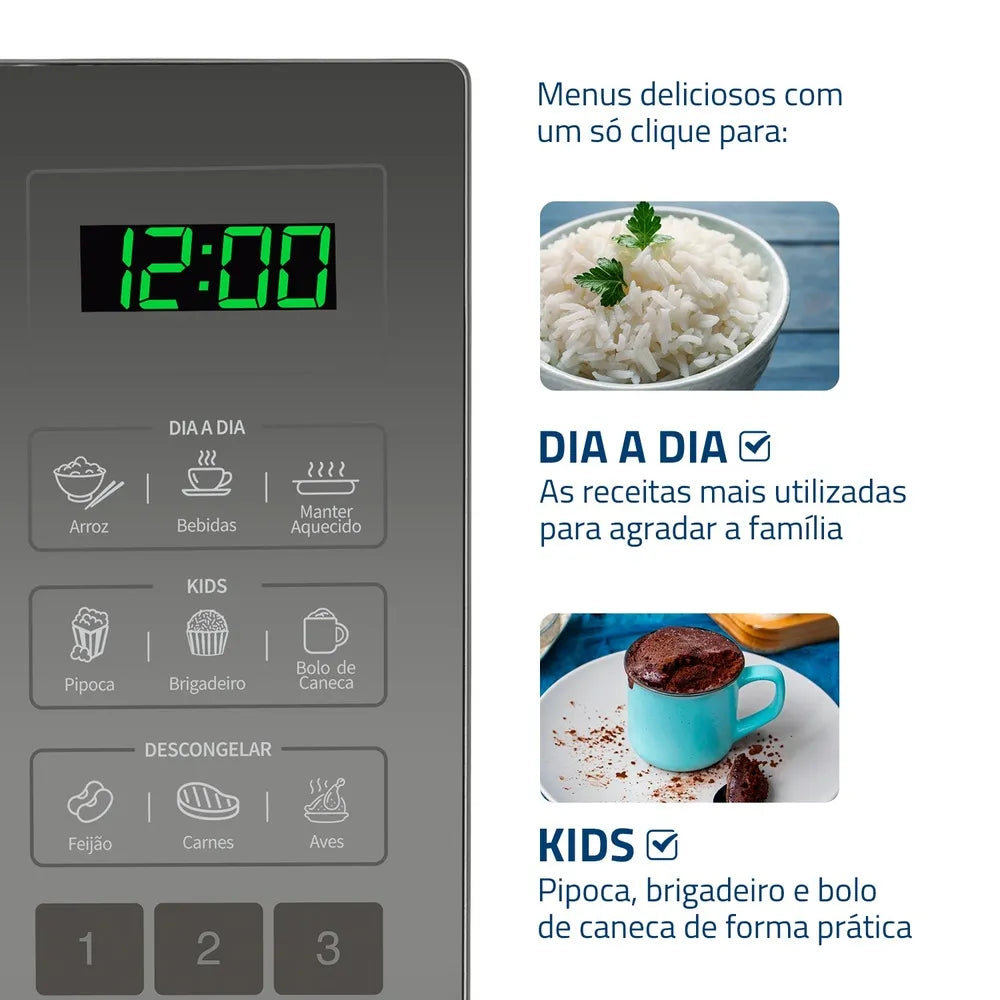 Micro-ondas Mondial 34L, 1.400W, MO-02-34-E, Espelhado