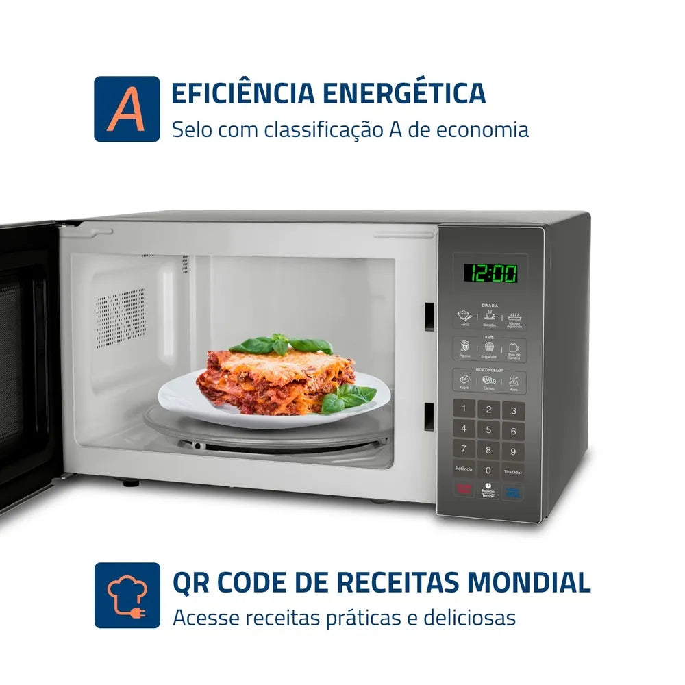 Micro-ondas Mondial 34L, 1.400W, MO-02-34-E, Espelhado