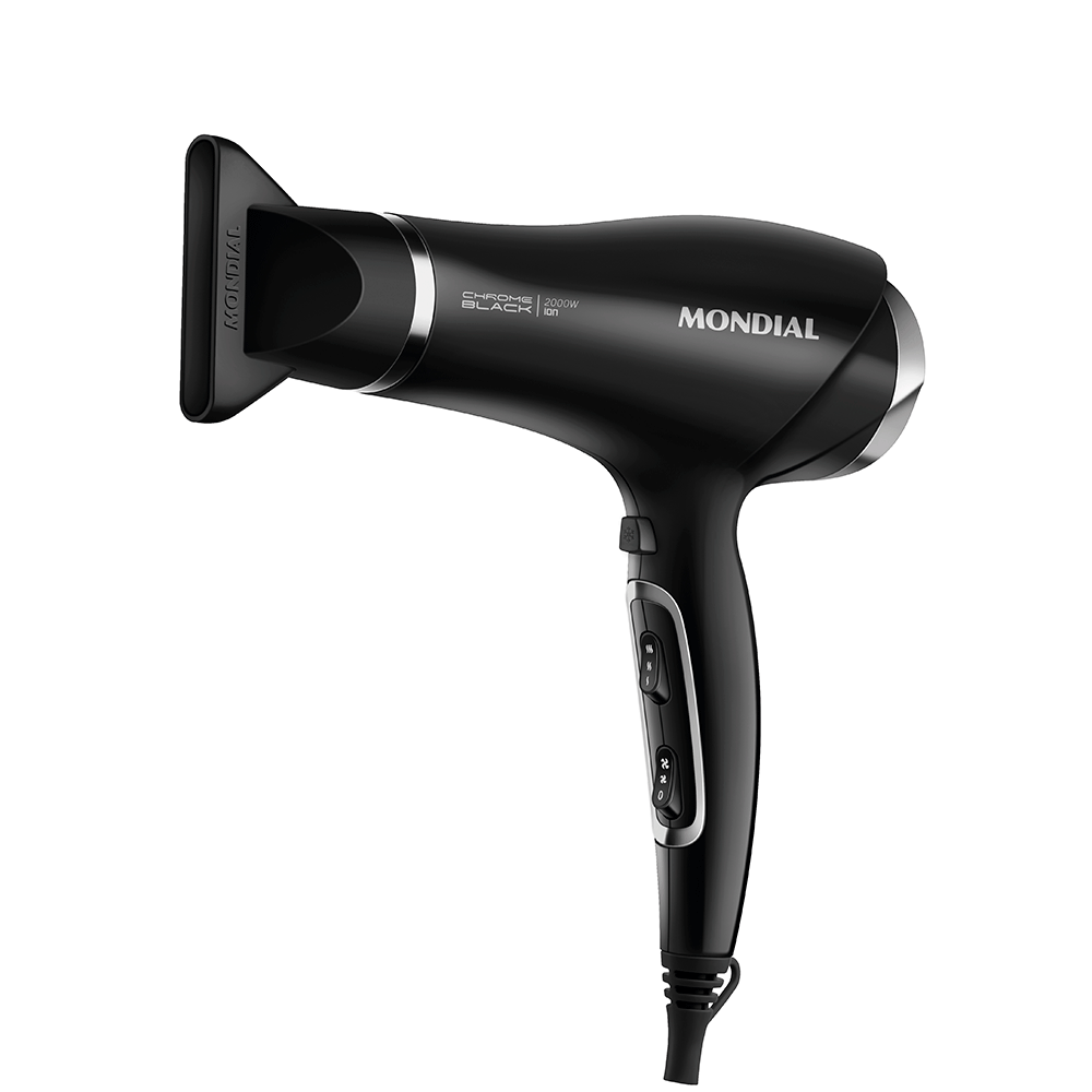 Secador de Cabelos Mondial Preto e Cromado Prata SCN-04