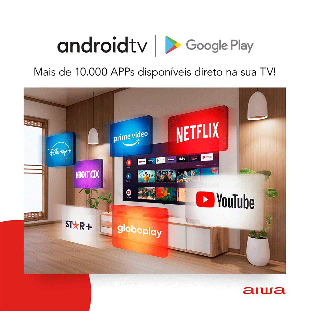 Smart TV Aiwa 43", Full HD, Android, AWS-TV-43-BL-02-A Preto