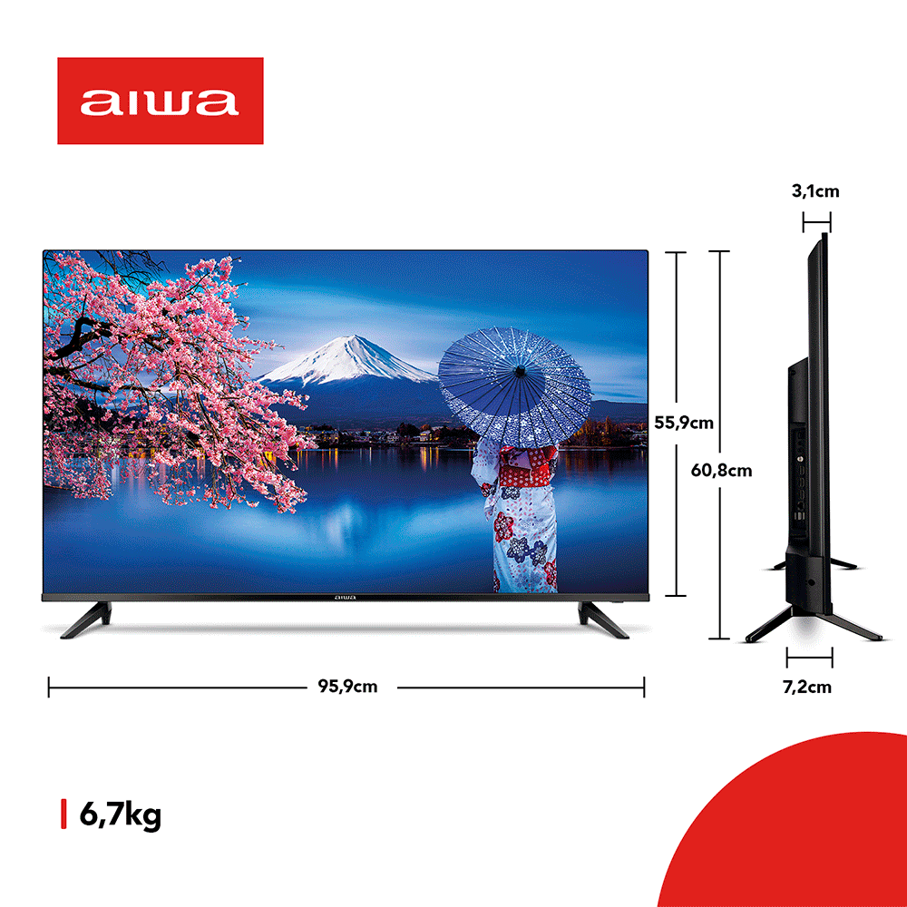 Smart TV Aiwa 43", Full HD, Android, AWS-TV-43-BL-02-A Preto