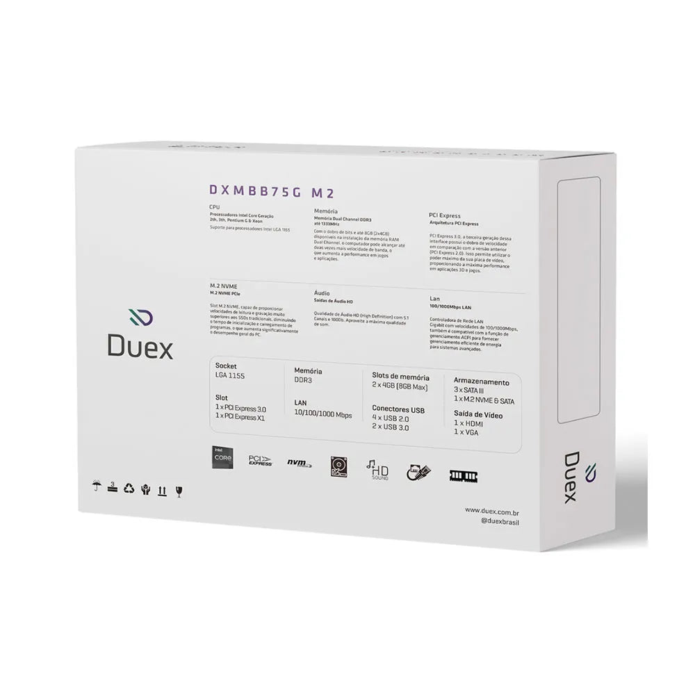 Placa Mãe Duex DXMBB75G M.2 LGA1155 DDR3