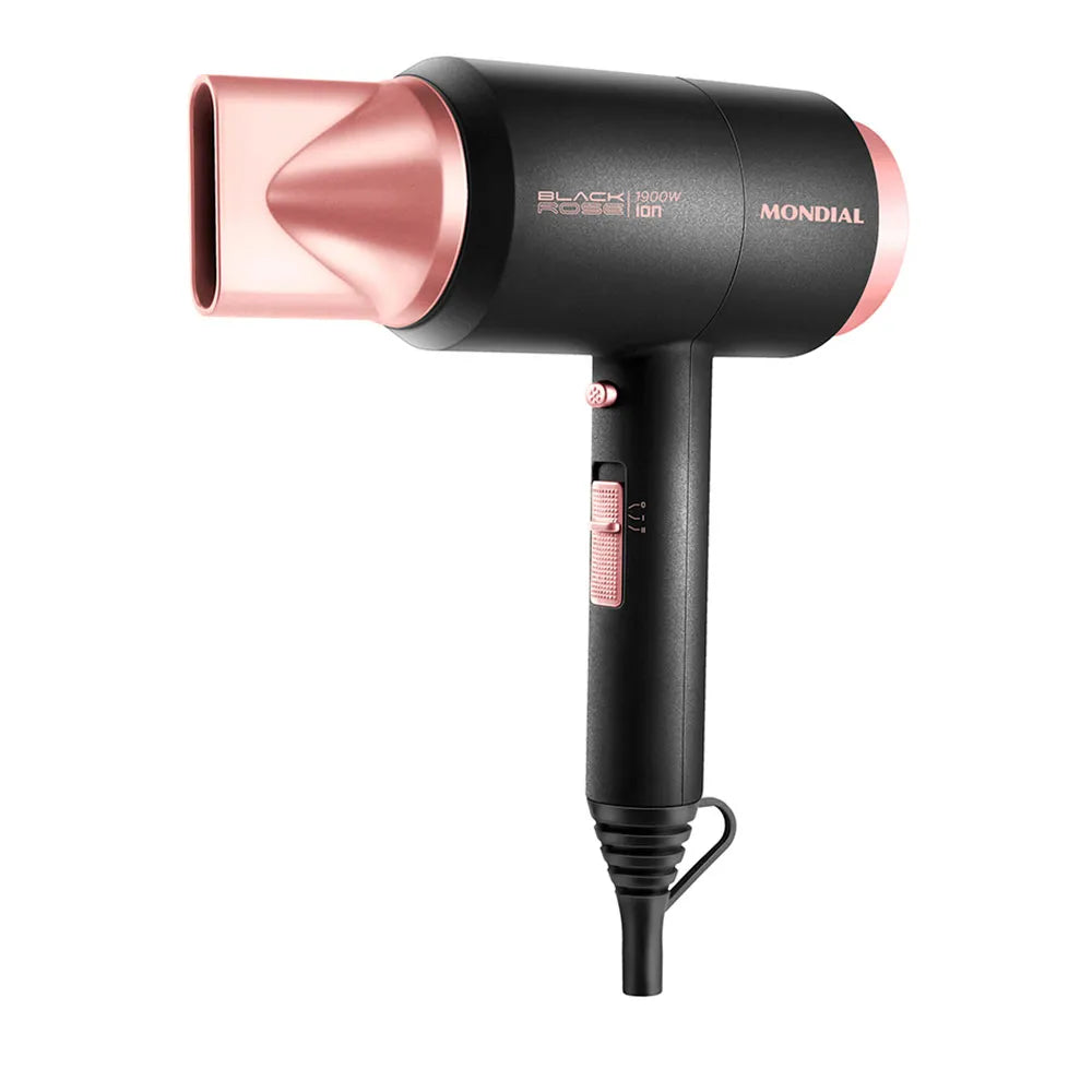 Kit Secador e Prancha Mondial, Tourmaline Íon, Protect Care e Chapas Flutuantes, Preto/Golden Rose