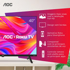 Smart TV AOC 40" Full HD Roku, 40S5045/78G