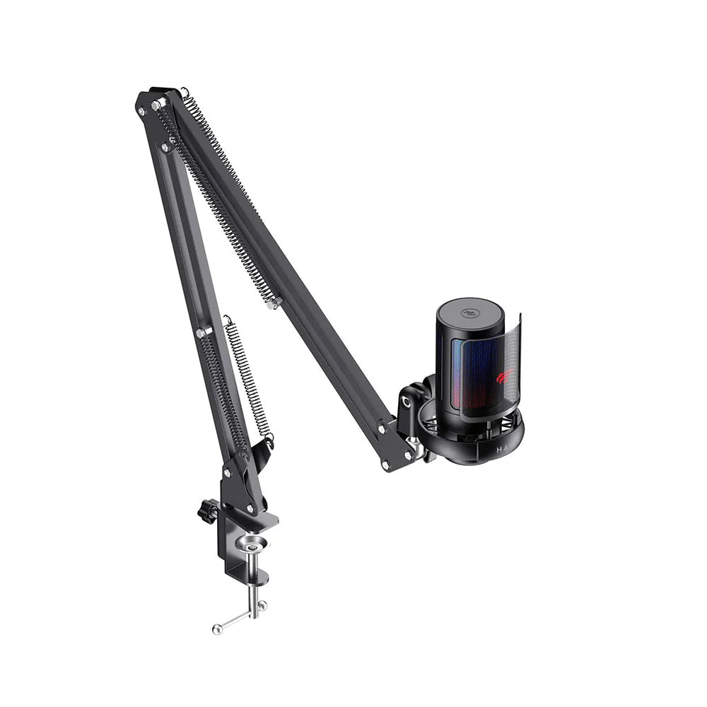 Microfone Gamer Havit GK50 Pro, RGB, USB, Preto, Com Braço Articulado - GK50PRO