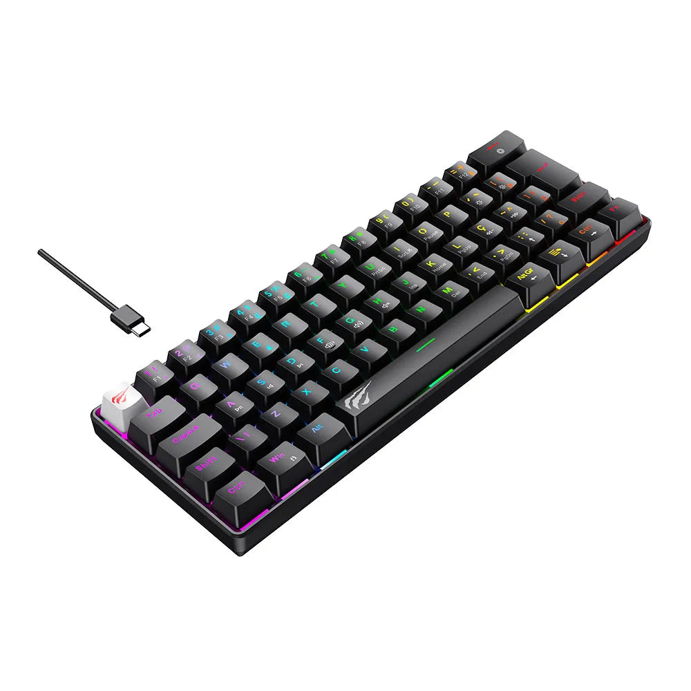 Teclado Mecânico Gamer Havit com Iluminação RGB, USB Tipo-C, ABNT2 - GT-KB11L Vermelho