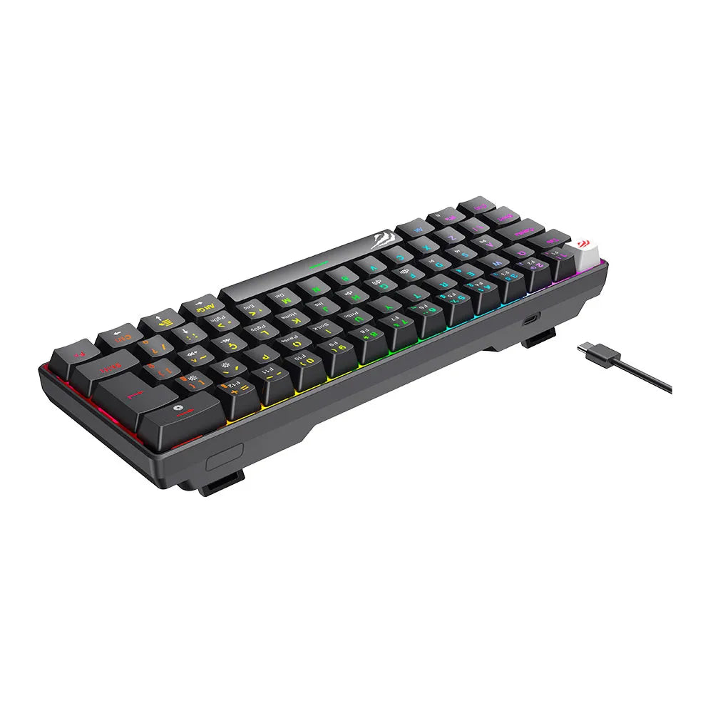 Teclado Mecânico Gamer Havit com Iluminação RGB, USB Tipo-C, ABNT2 - GT-KB11L Vermelho