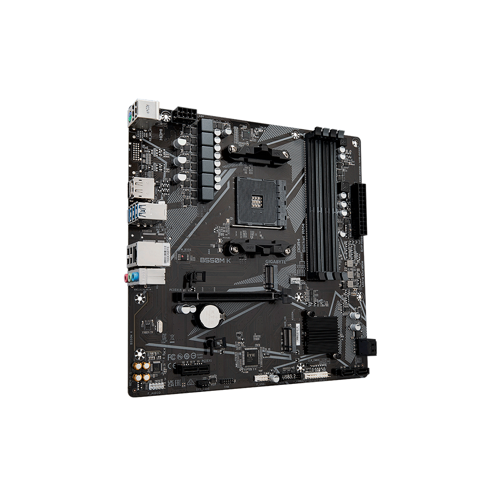 Placa Mãe Gigabyte B550M K, AMD AM4, Chipset B550, Micro ATX DDR4