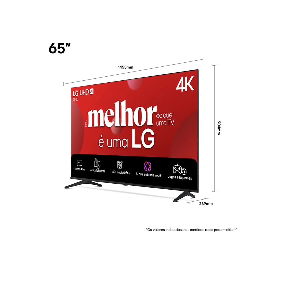Smart TV LG AI 65" 4K UHD, a7 AI Processor 4K Gen8, webOS 25, 65UA8550PSA Charcoal Black
