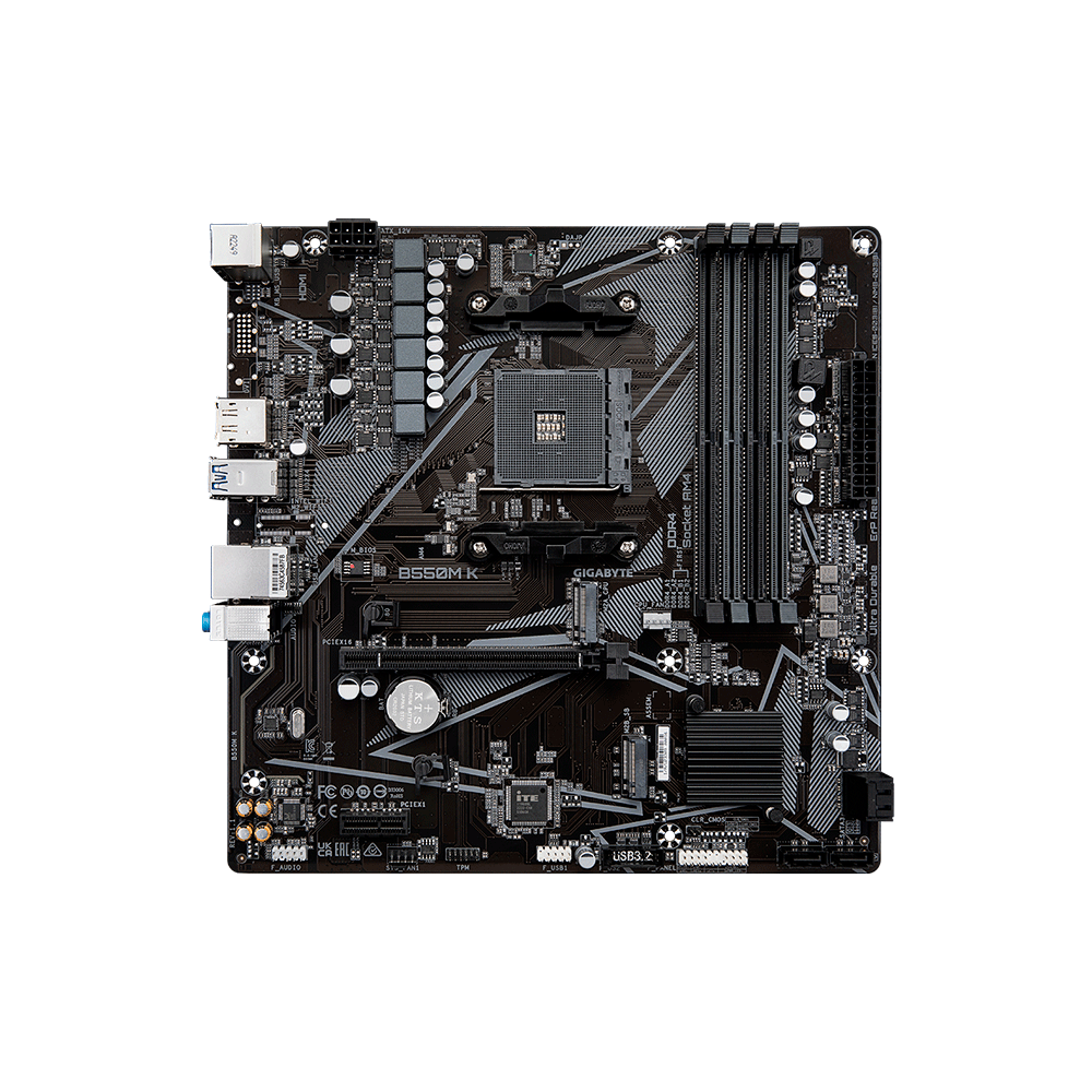 Placa Mãe Gigabyte B550M K, AMD AM4, Chipset B550, Micro ATX DDR4