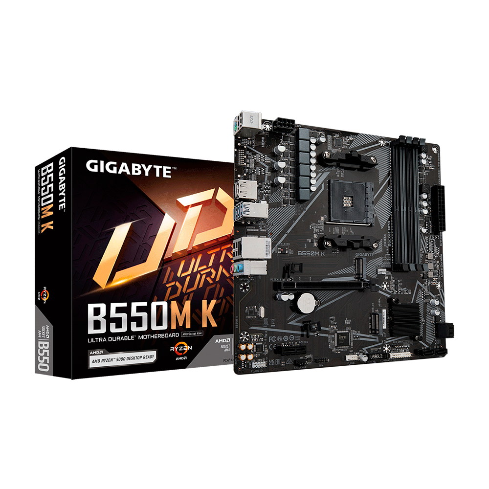Placa Mãe Gigabyte B550M K, AMD AM4, Chipset B550, Micro ATX DDR4