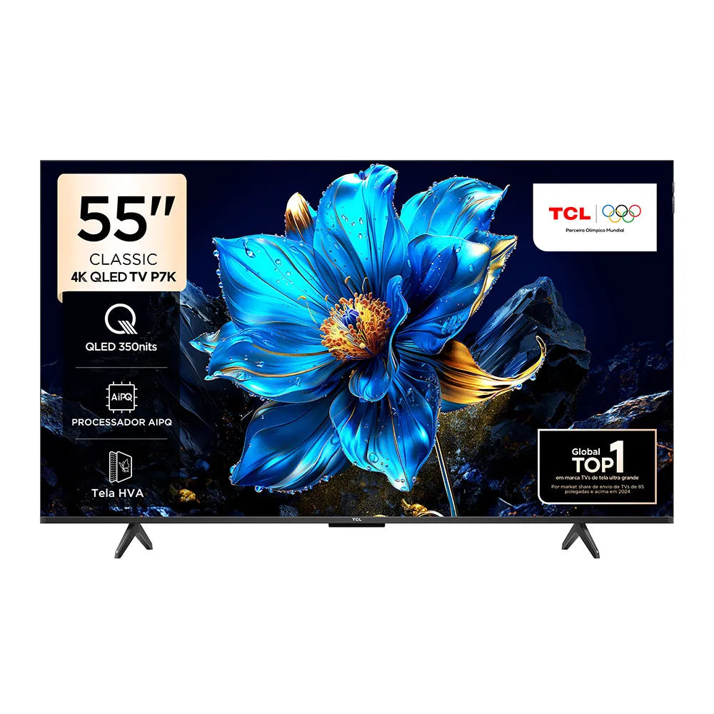 Smart TV TCL 55" QLED 4K P7K, Google TV, Wi-Fi Dual Band, Dolby Vision, Dolby Atmos