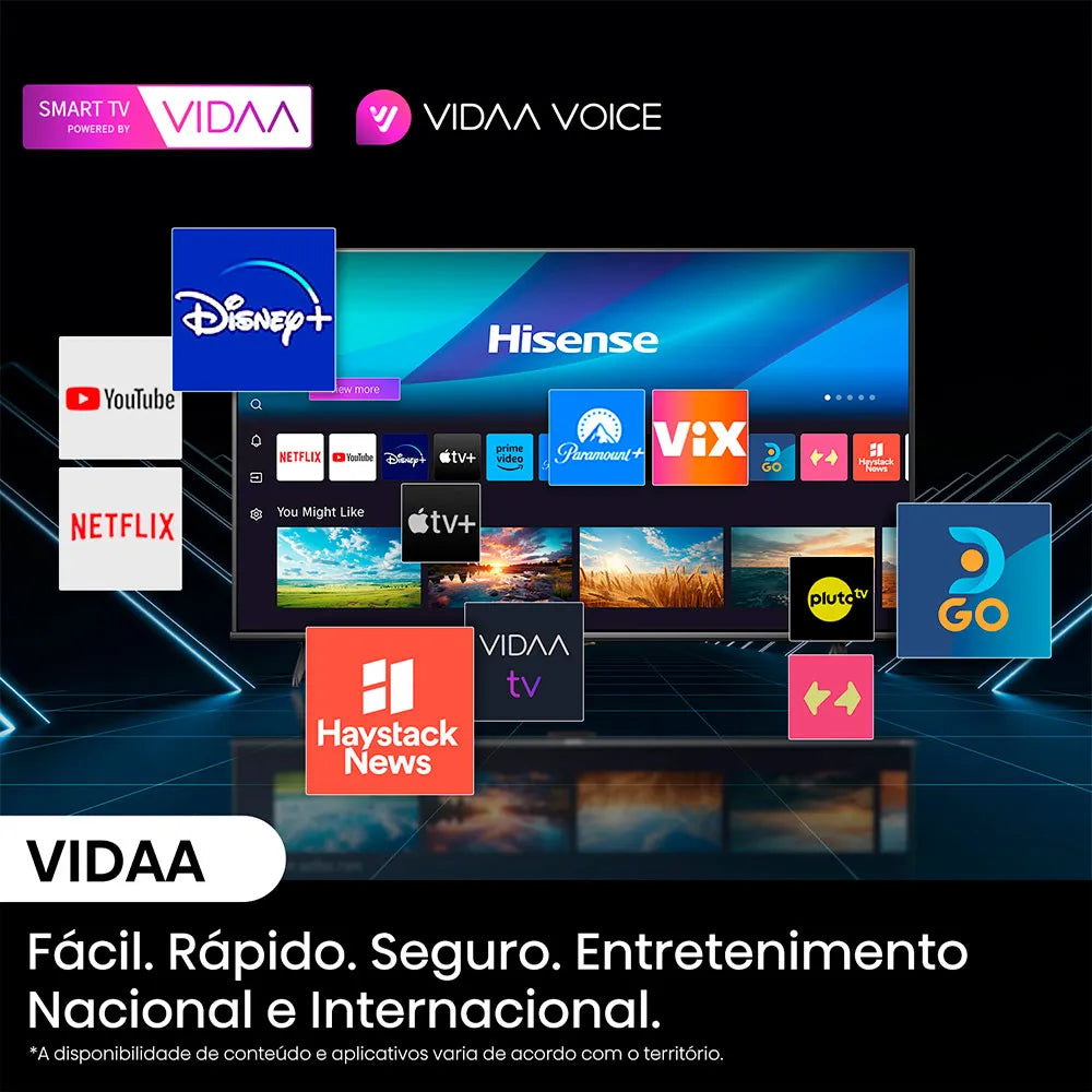Smart TV 4K DLED 65" Hisense , Plataforma Inteligente VIDAA U9, 65A6NV