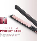 Kit Secador e Prancha Mondial, Tourmaline Íon, Protect Care e Chapas Flutuantes, Preto/Golden Rose