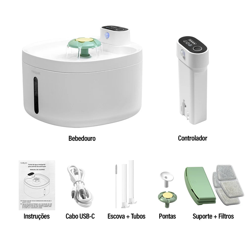 Newpet 2.6l sem fio gato fonte de água sensor automático