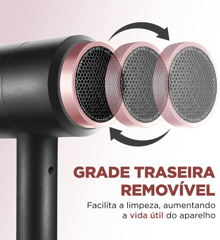 Kit Secador e Prancha Mondial, Tourmaline Íon, Protect Care e Chapas Flutuantes, Preto/Golden Rose