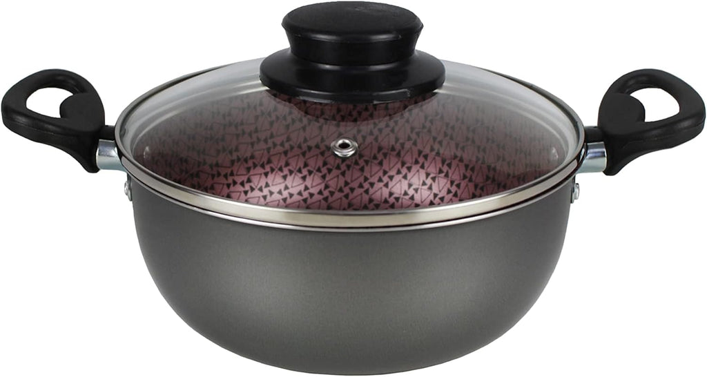 Conjunto Panelas Elegan Prime 8 Peças Grafite com Rosa - Dona Chefa