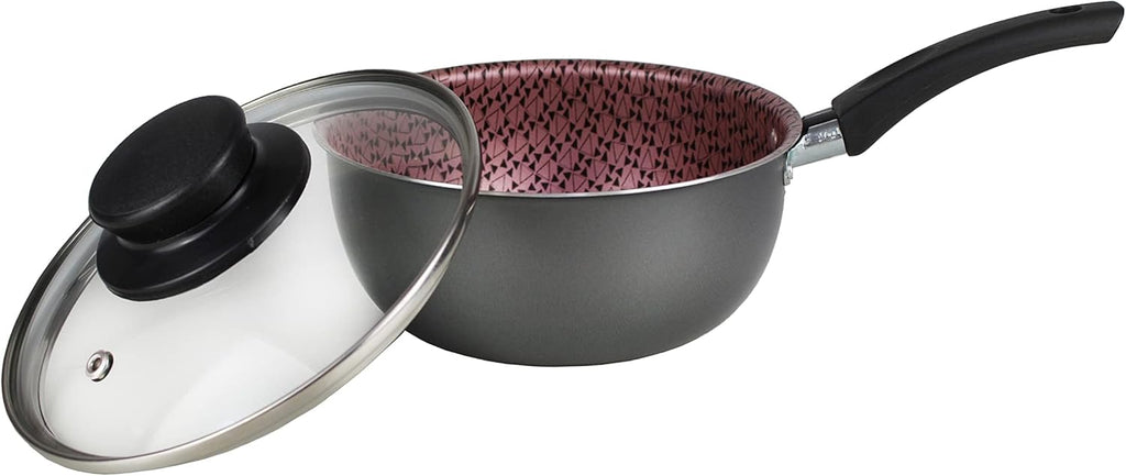 Conjunto Panelas Elegan Prime 8 Peças Grafite com Rosa - Dona Chefa