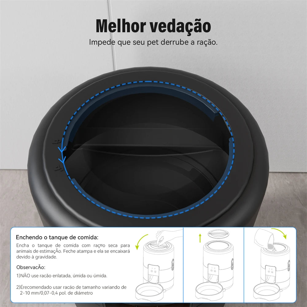 Alimentador de 2L com temporizador para cães e gatos