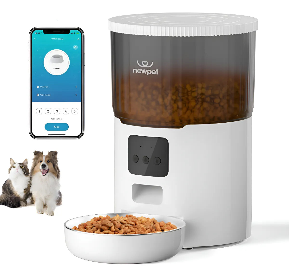 Newpet 4l alimentador automático de cão gato wifi inteligente