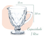 Jogo 4 taça Diamante Vidro 340 ml + Jarra