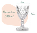 Jogo 4 taça Diamante Vidro 340 ml + Jarra