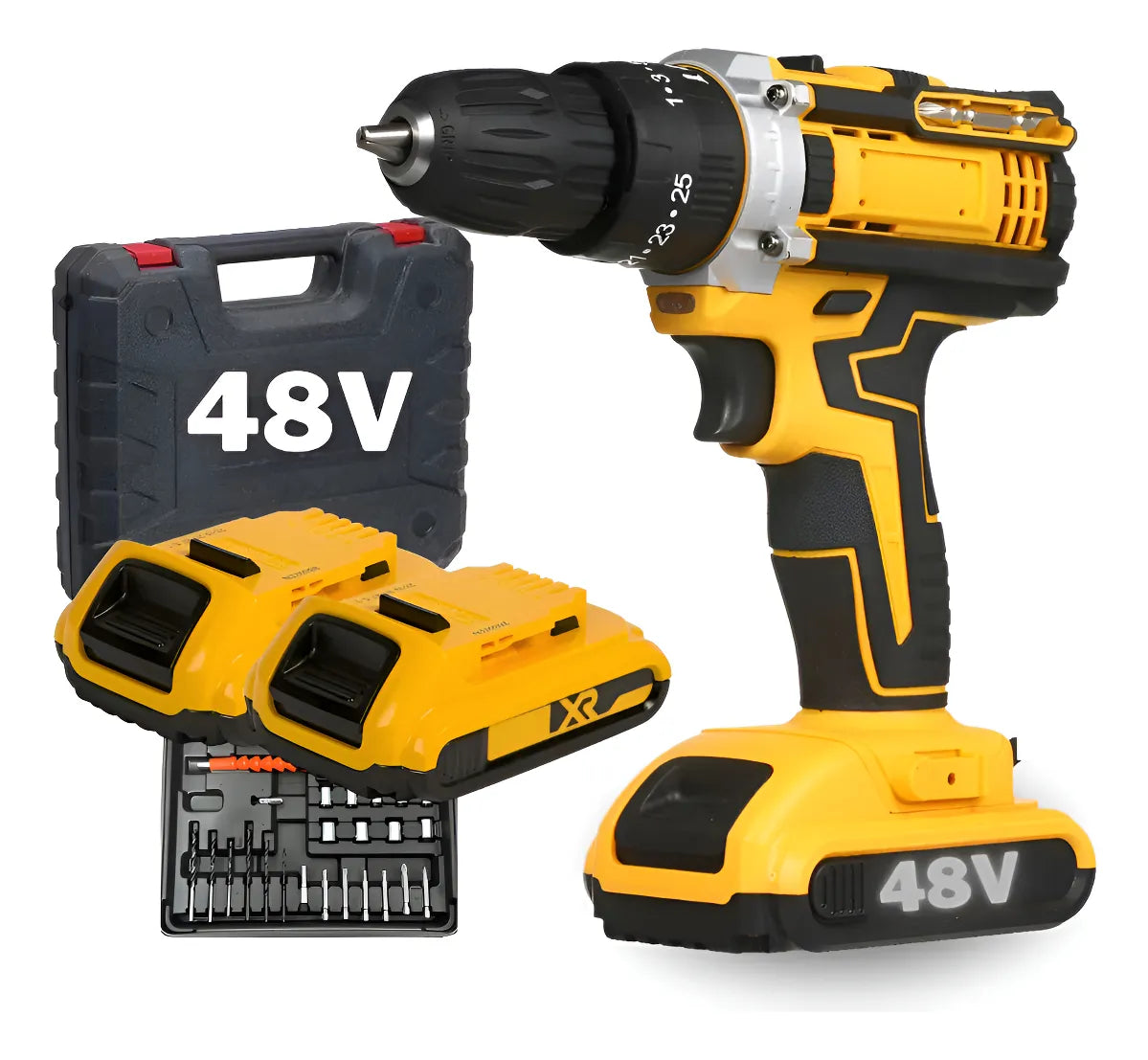 Parafusadeira Furadeira 48V 2 Baterias Com Maleta e Acessórios Completo