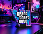 Placa Decorativa Grand Theft Auto GTA VI – Enfeite Gamer 3D para Setup, Quarto e Escritório