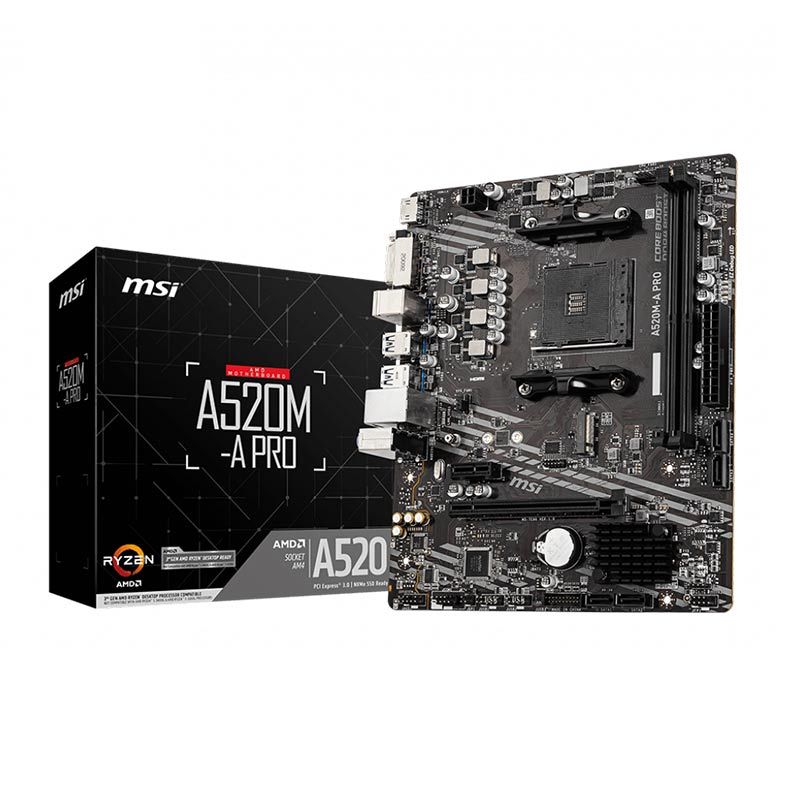 Placa Mae MSI A520M-A PRO, DDR4, Socket AM4, M-ATX, Chipset AMD A520, A520M-A PRO