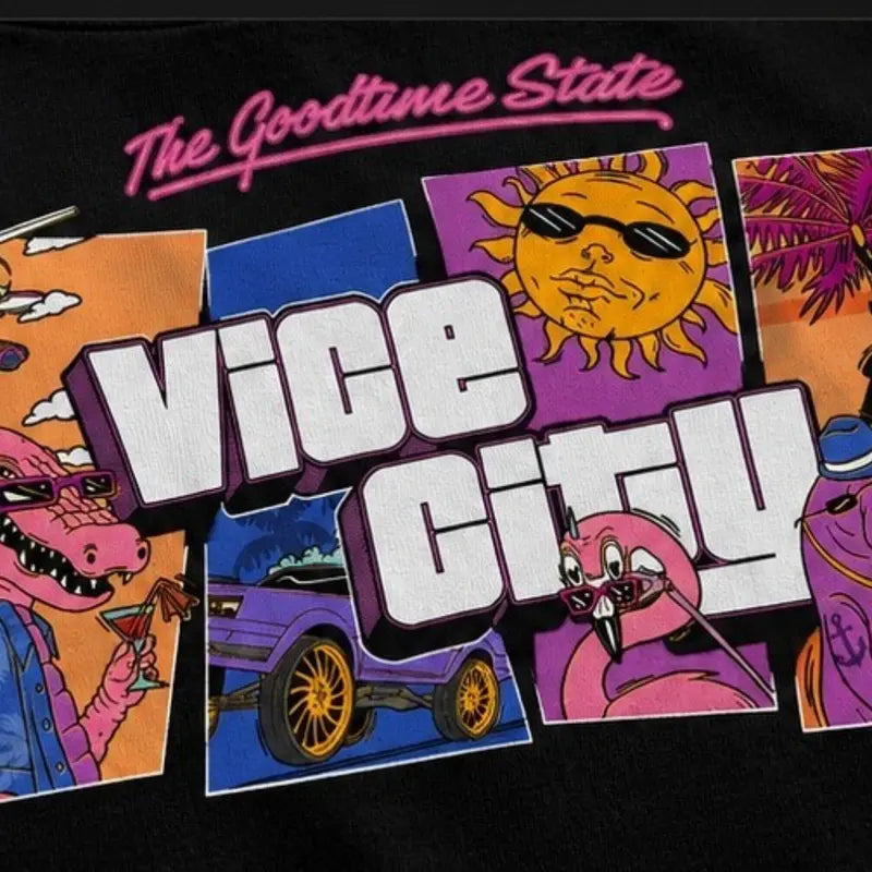 Camiseta GTA 6 Edição Especial Vice City Streetwear Camiseta Estampada Unissex Retrô Miami