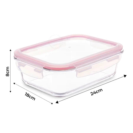 5 Potes Vidro Herméticos 1500ml Retangular Hermético 4 Travas Marmita Premium