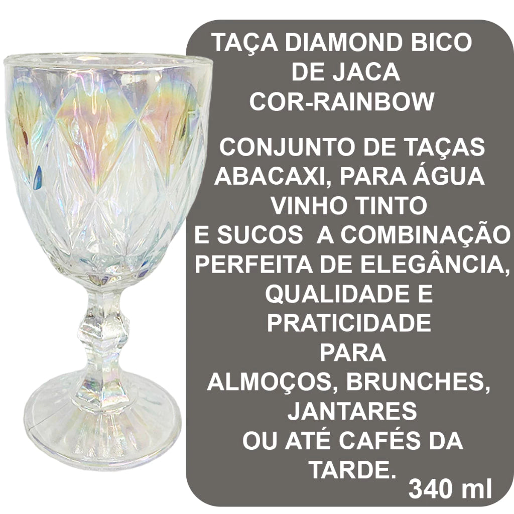Conjunto Jogo 6 Taças Vidro Diamond 350 ml