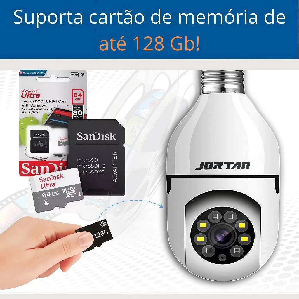 Câmera Segurança Prova D'água Infravermelho Lâmpada Sem Fio Wifi