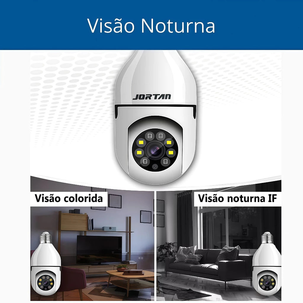 Câmera Segurança Prova D'água Infravermelho Lâmpada Sem Fio Wifi