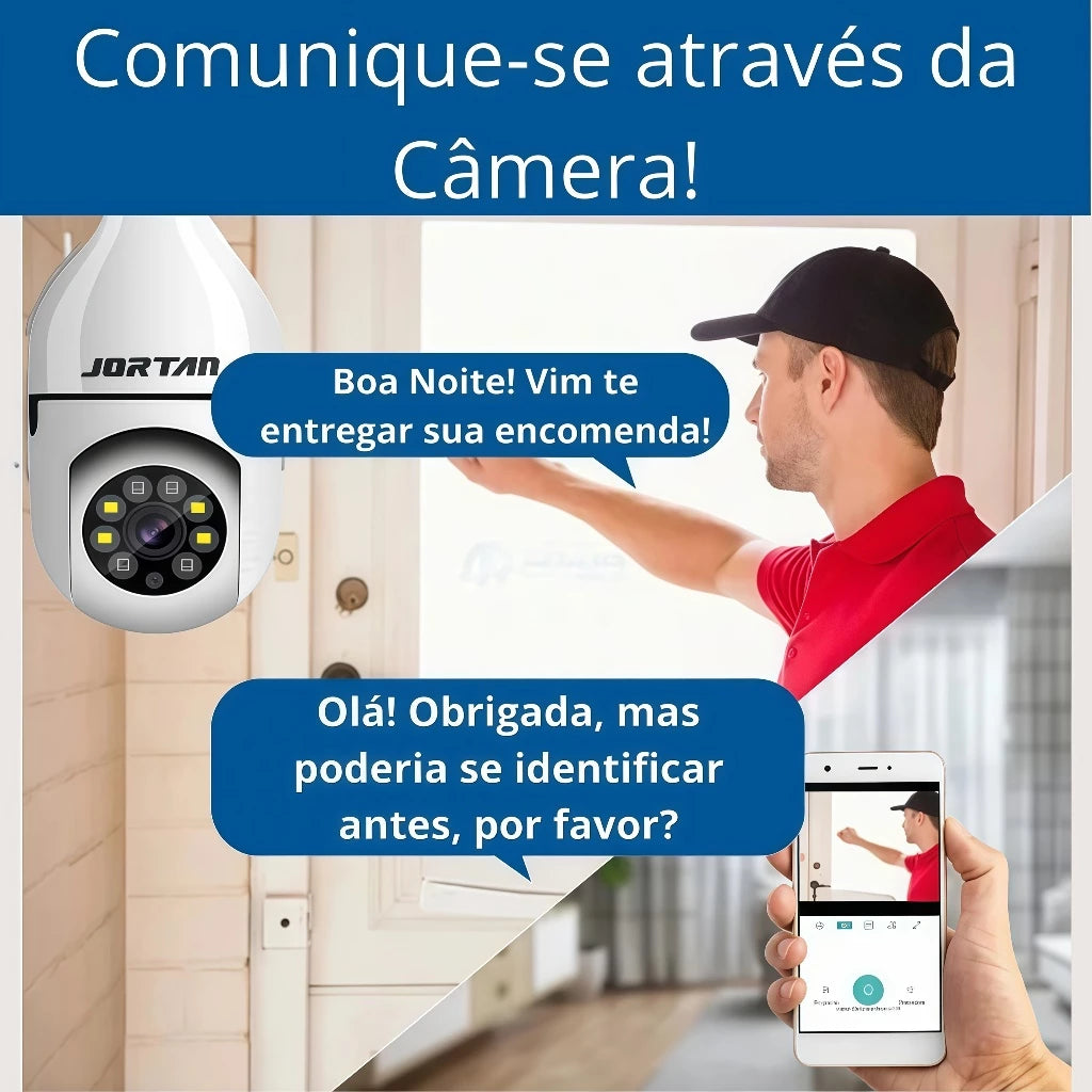 Câmera Segurança Prova D'água Infravermelho Lâmpada Sem Fio Wifi