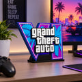 Placa Decorativa Grand Theft Auto GTA VI – Enfeite Gamer 3D para Setup, Quarto e Escritório