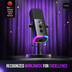 FIFINE Microfone para jogos XLR/USB para podcasting, microfone RGB