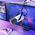 FIFINE Microfone para jogos XLR/USB para podcasting, microfone RGB