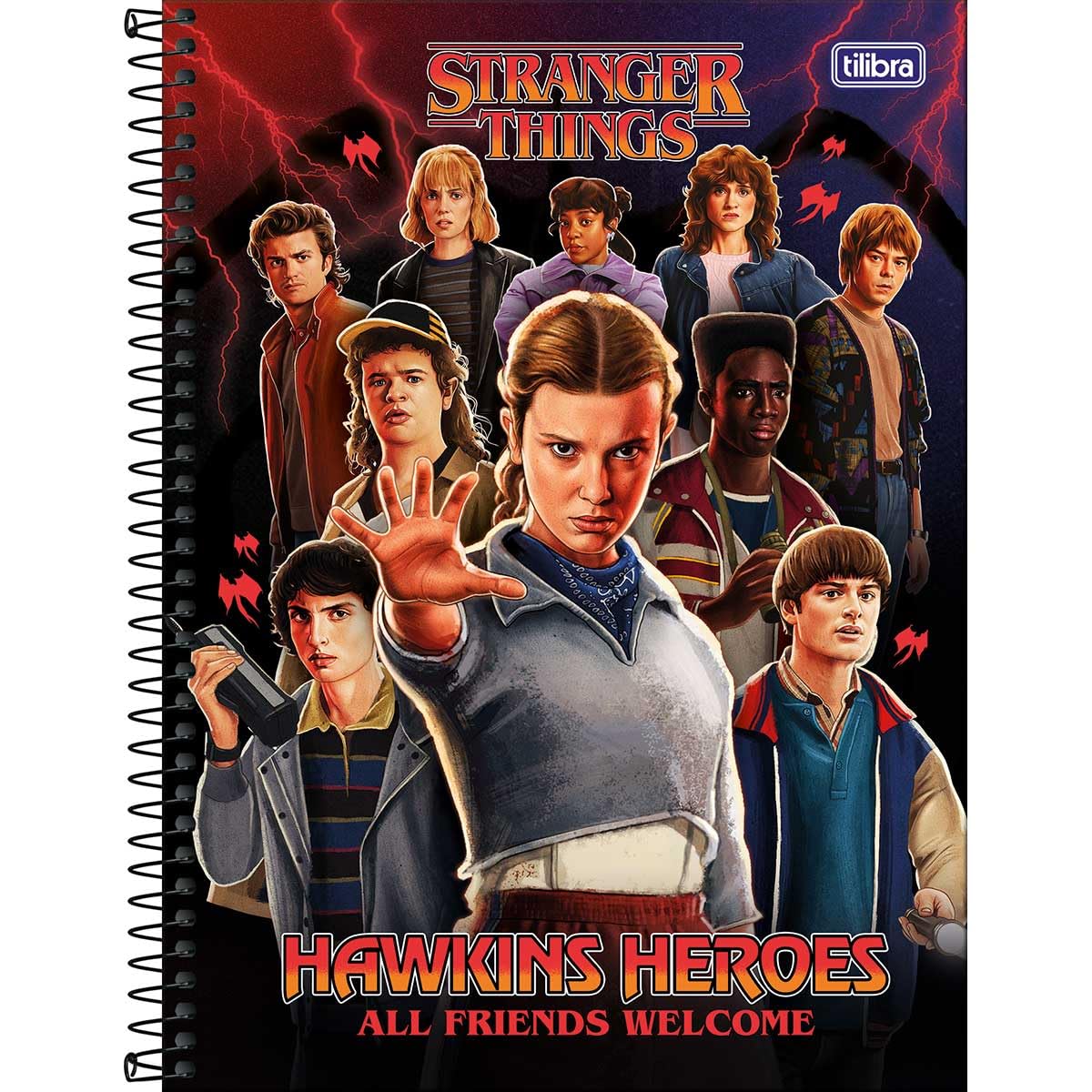 Caderno Espiral Capa Dura Universitário Connect 10 Matérias Stranger Things 160 Folhas