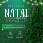 Árvore de Natal Luxo Cheia 1,80m com 800 Galhos Cheia Realista Elegante Premium