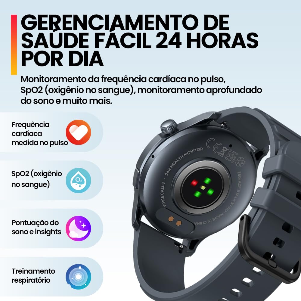 Smartwatch para Homens e Senhoras, Chamada De Voz, 1.39 "Grande Display Colorido HD, Rastreamento De Fitness, Novo
