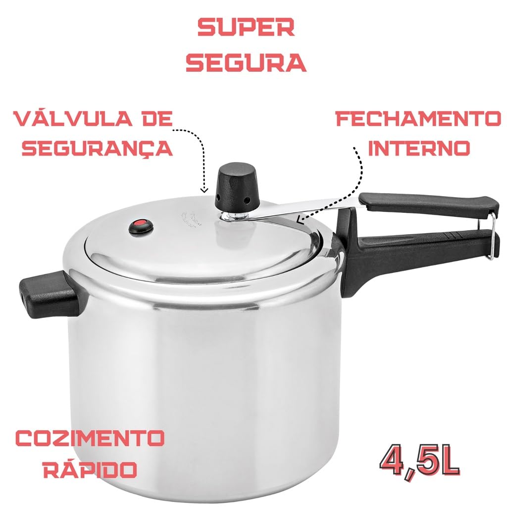 Panela De Pressão Panelux Classic 4,5 Litros Alumínio Polido