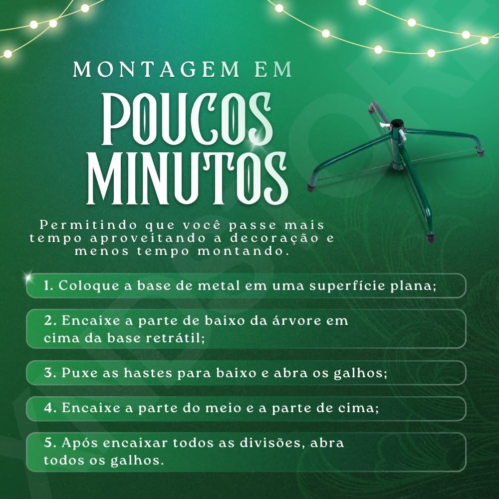 Árvore de Natal Luxo Cheia 1,80m com 800 Galhos Cheia Realista Elegante Premium