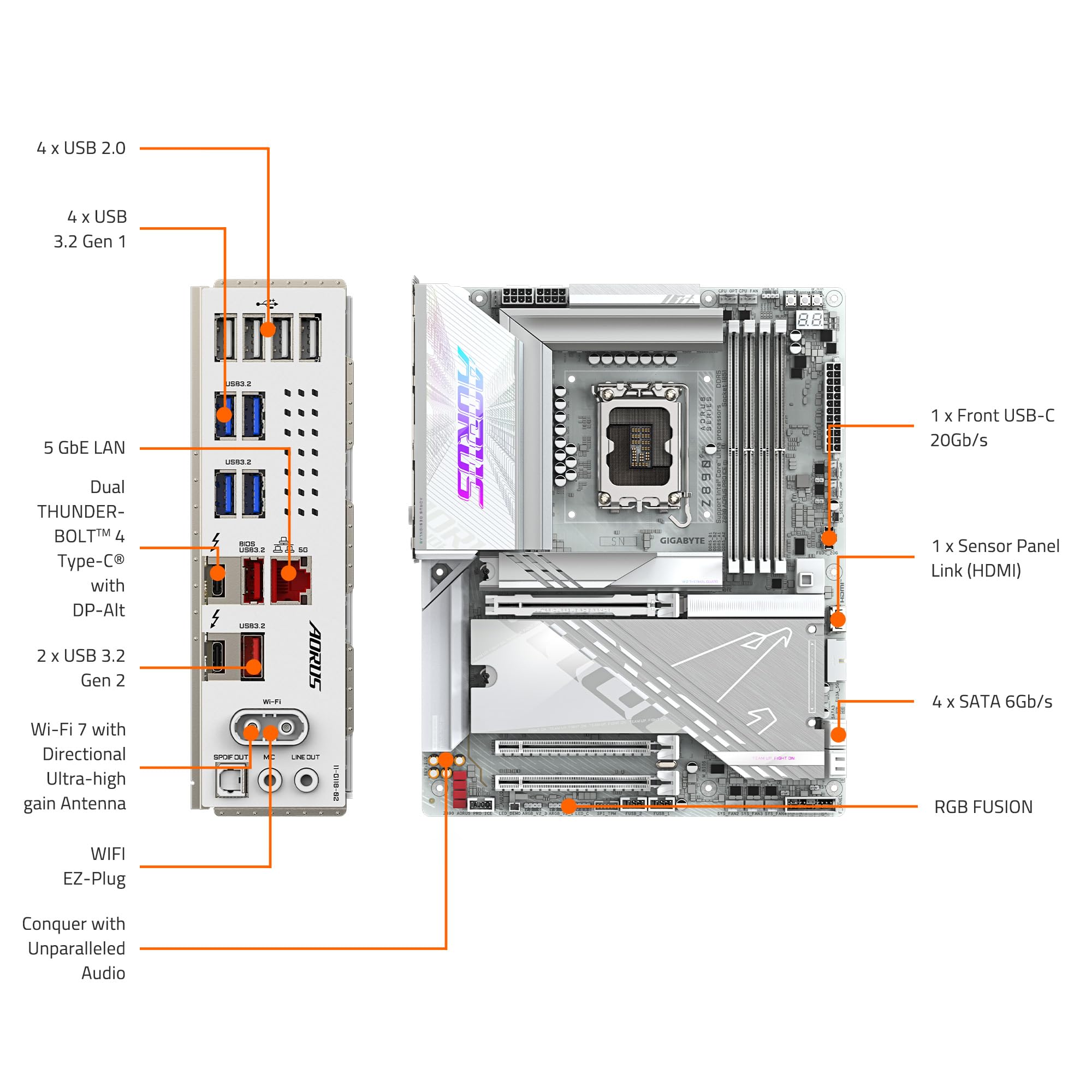 Placa Mae Gigabyte Z890 AORUS PRO ICE, LGA1851, ATX, Chipset Intel® Z890 Express DDR5